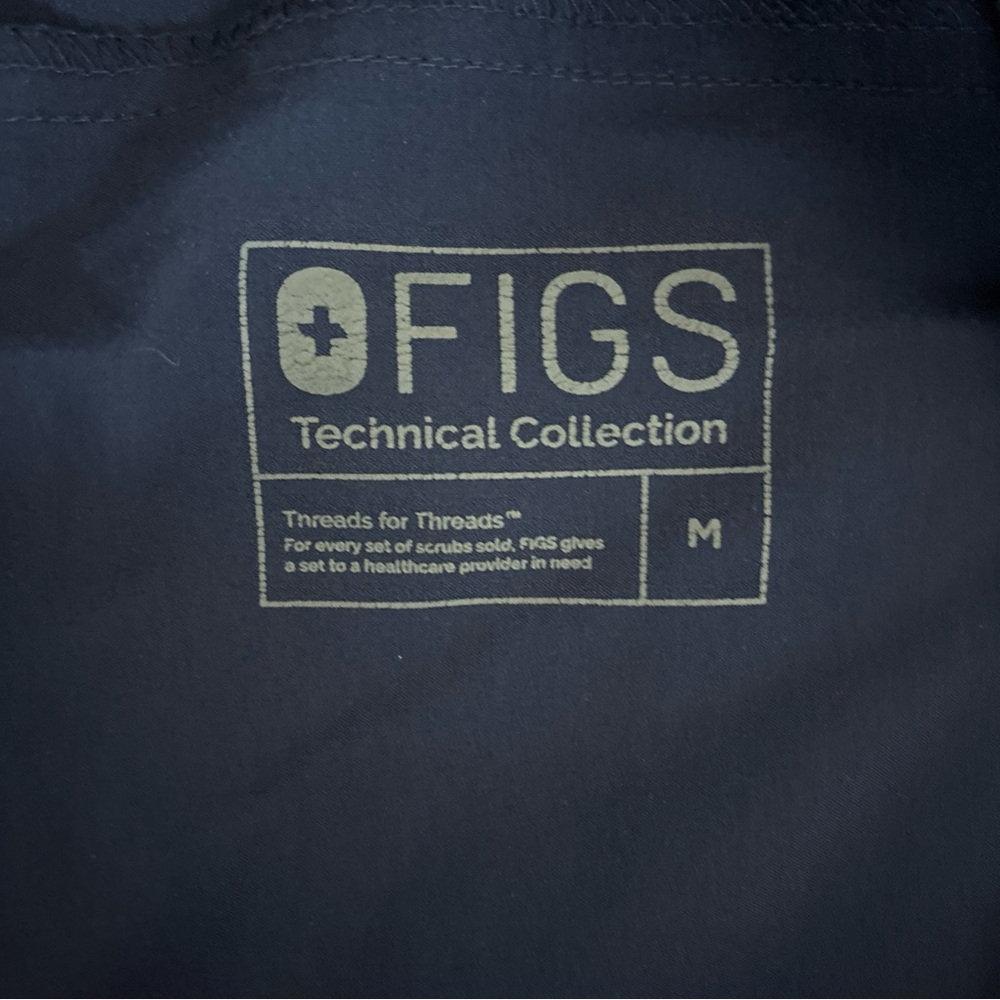 Figs Jogger Scrub Pants Navy Blue With Gray Drawstring - Sz M - Picture 4 of 5